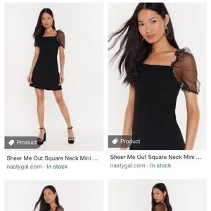 Nasty Gal Sheer Me Out Square Neck Mini Dress